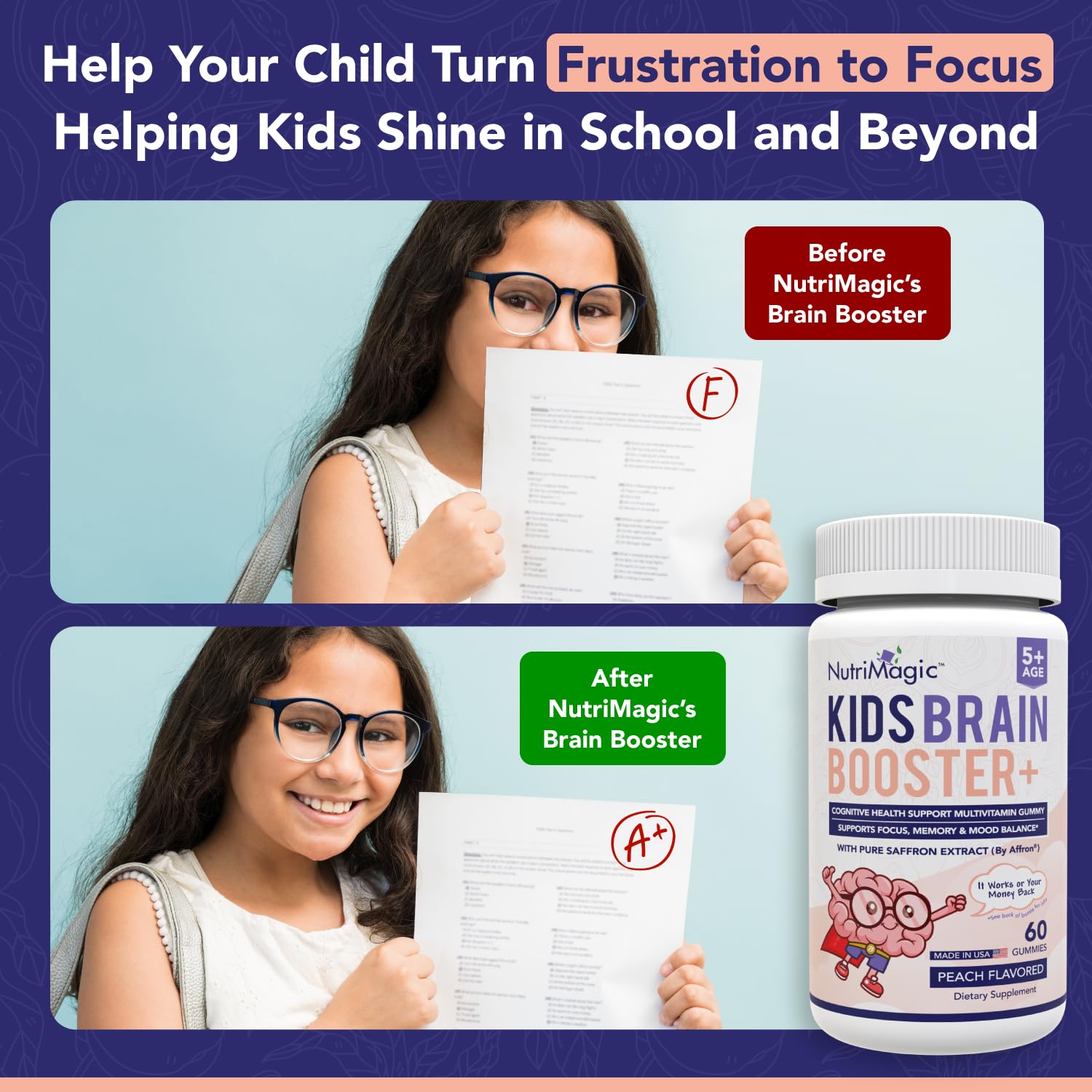 NutriMagic Kids Brain Booster, sabor pesca tropical que gusta a los niños.