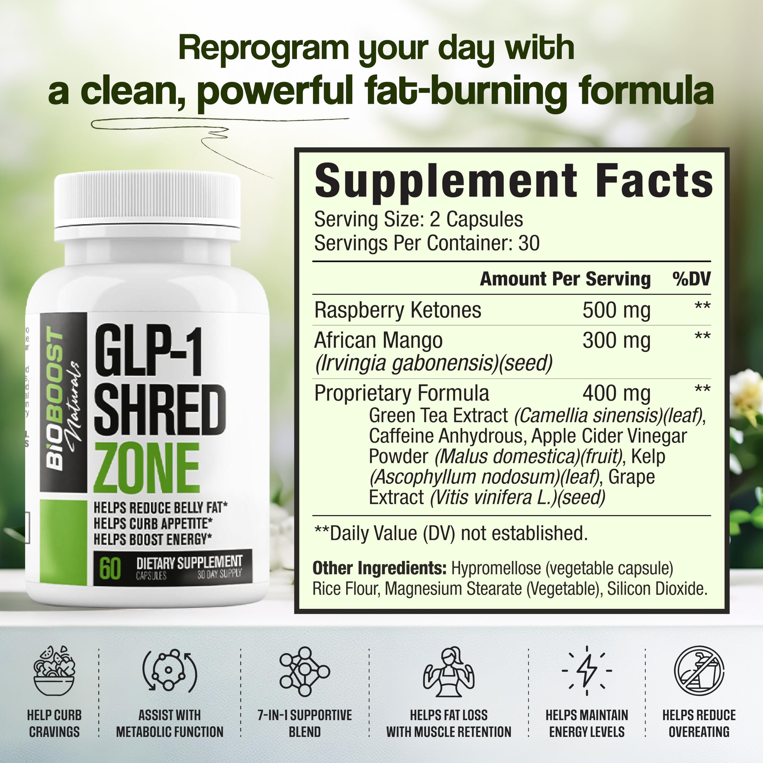 Empaque Nutrimend IQ GLP-1 Shred Zone muestra la caja para guardar cápsulas