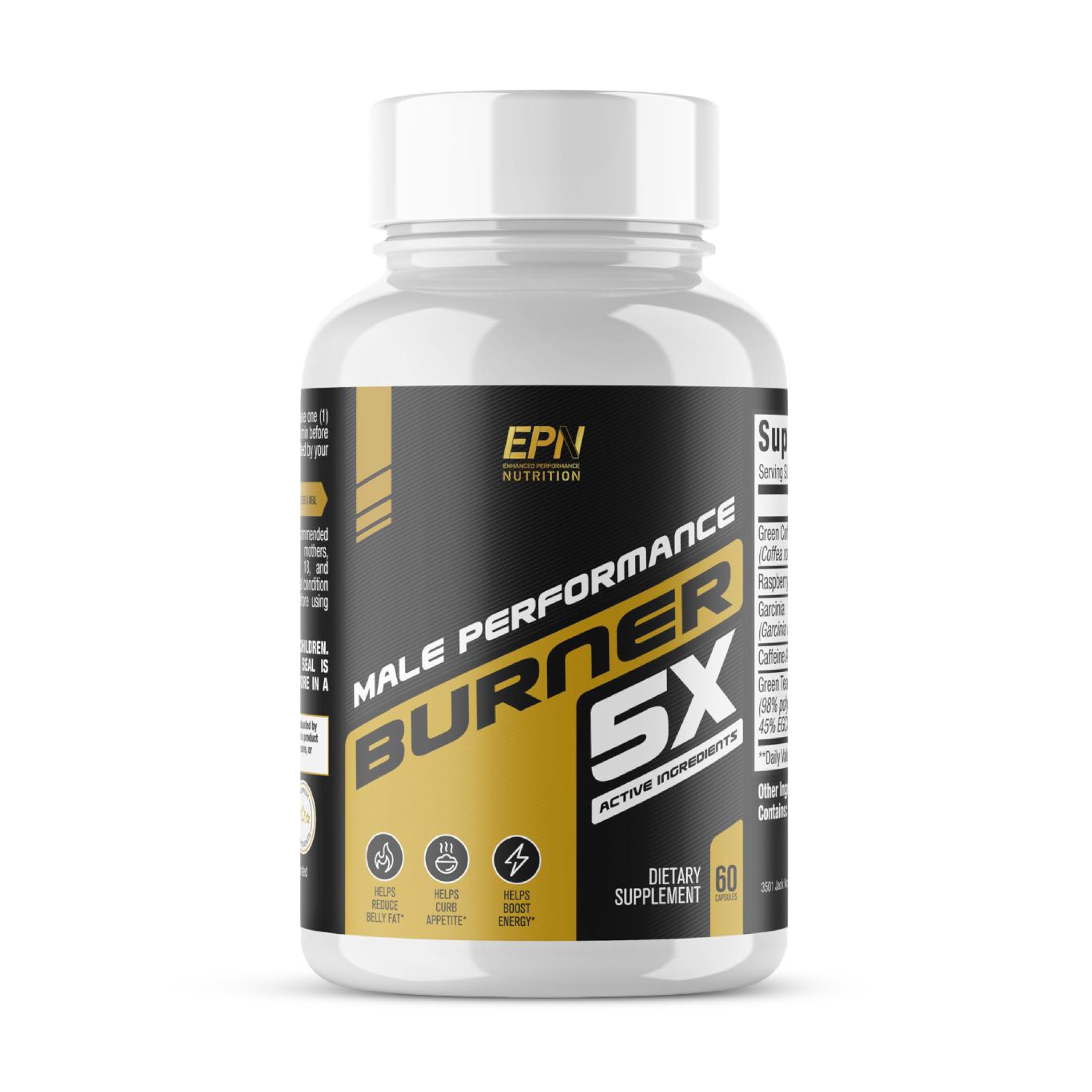 NutriMend IQ Male Performance Burner: botella para uso diario y apoyo metabólico.