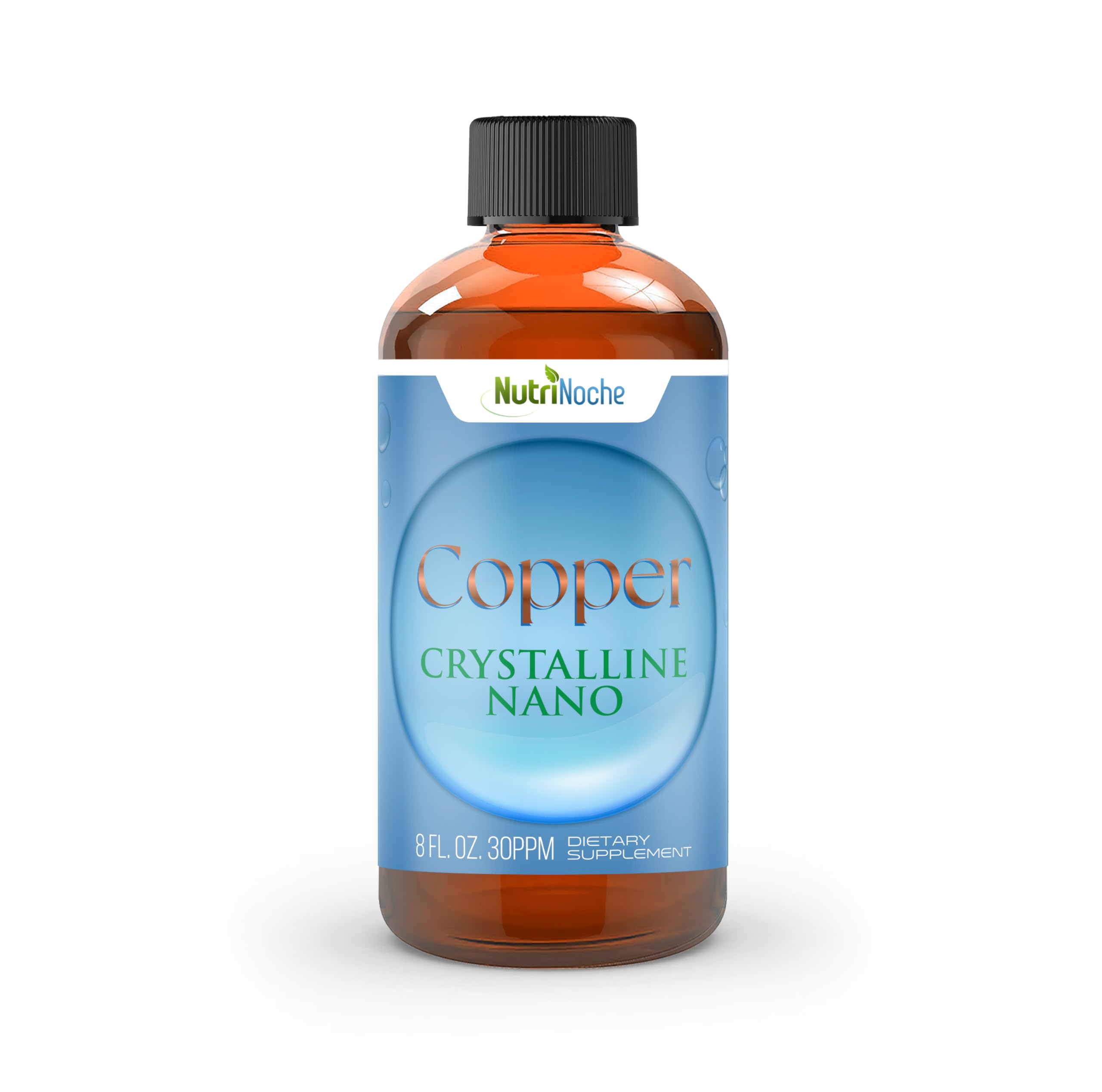 NutriNoche cobre coloidal líquido en botella, alta pureza para absorción rápida