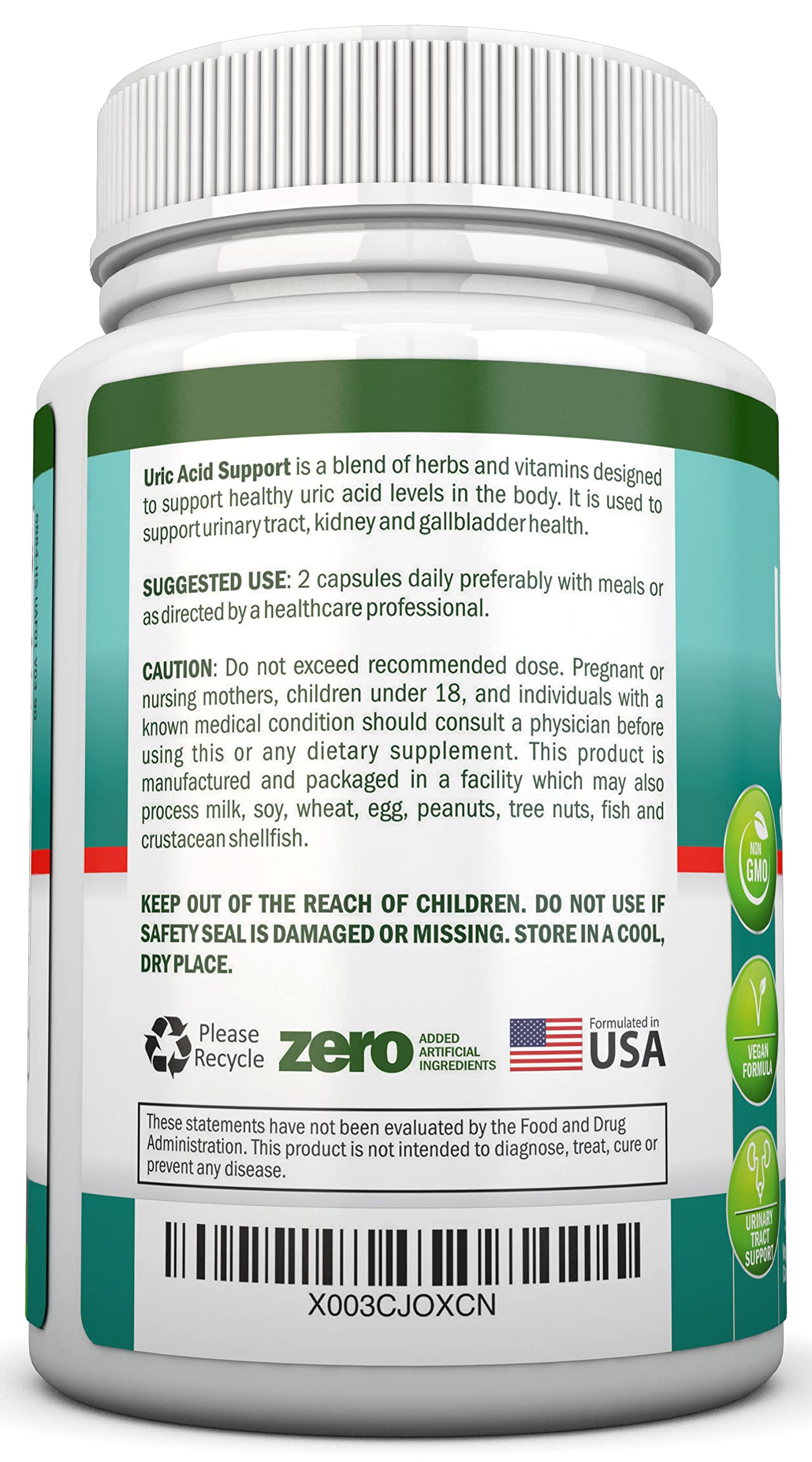 NutriONN Uric Acid Flush diseño limpio, enfoque en estilo de vida saludable.