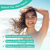 NutriONN Uric Acid Flush, mezcla de hierbas en primer plano, posible apoyo a vías urinarias.