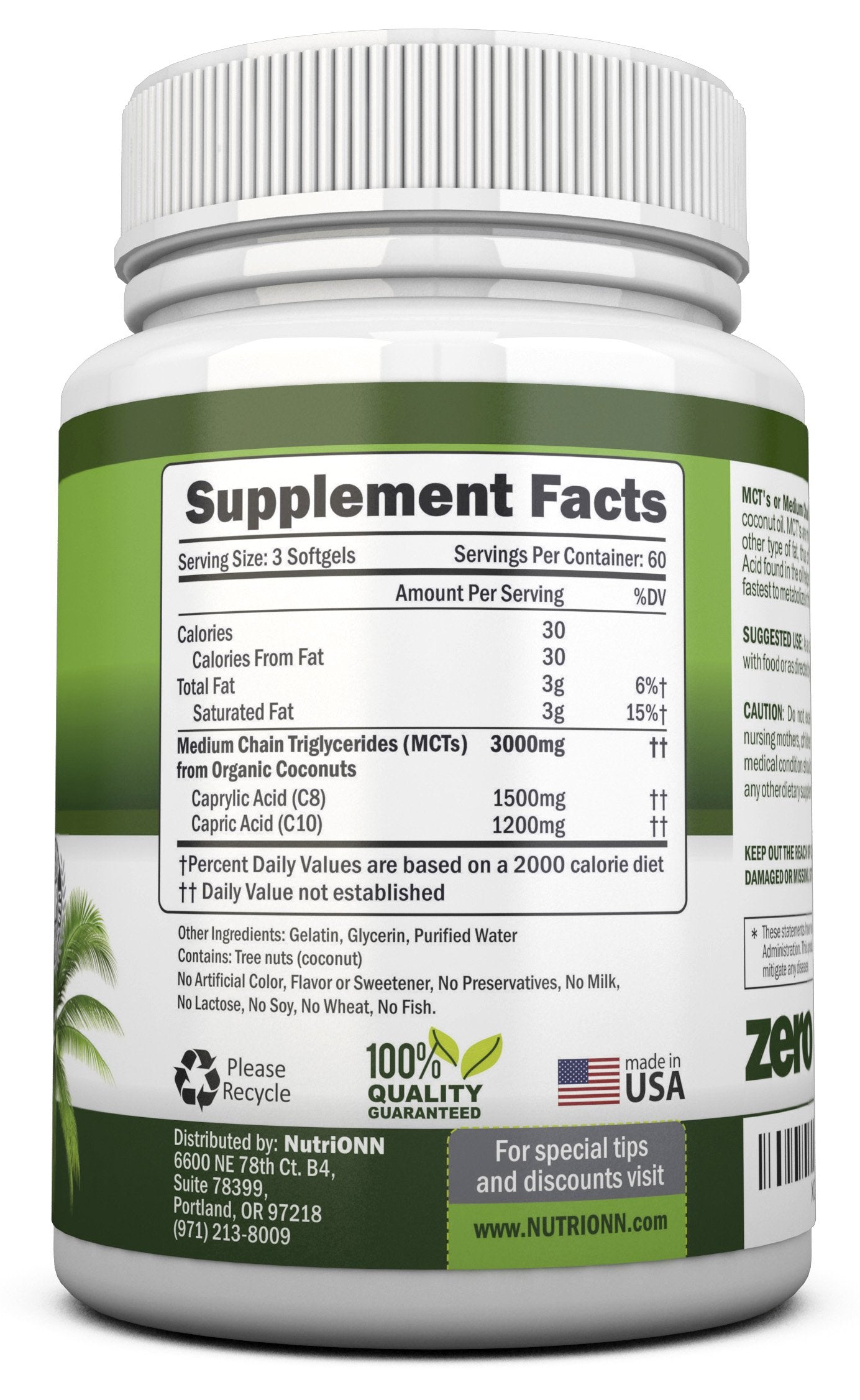 NutriONN MCT Oil cápsulas suaves para concentración y bienestar intestinal.