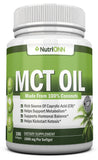NutriONN MCT Oil cápsulas suaves para uso diario, energía rápida y nutrición diaria.