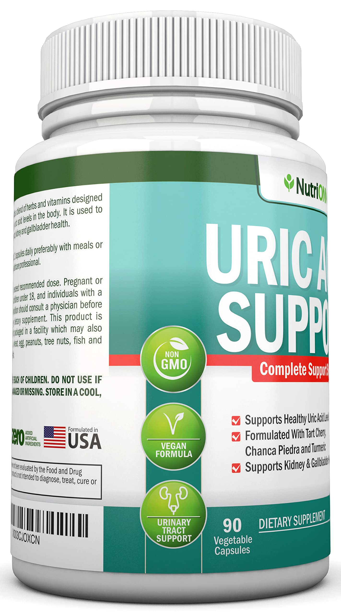 NutriONN Uric Acid Flush uso con agua, recordatorio de tomar diariamente.
