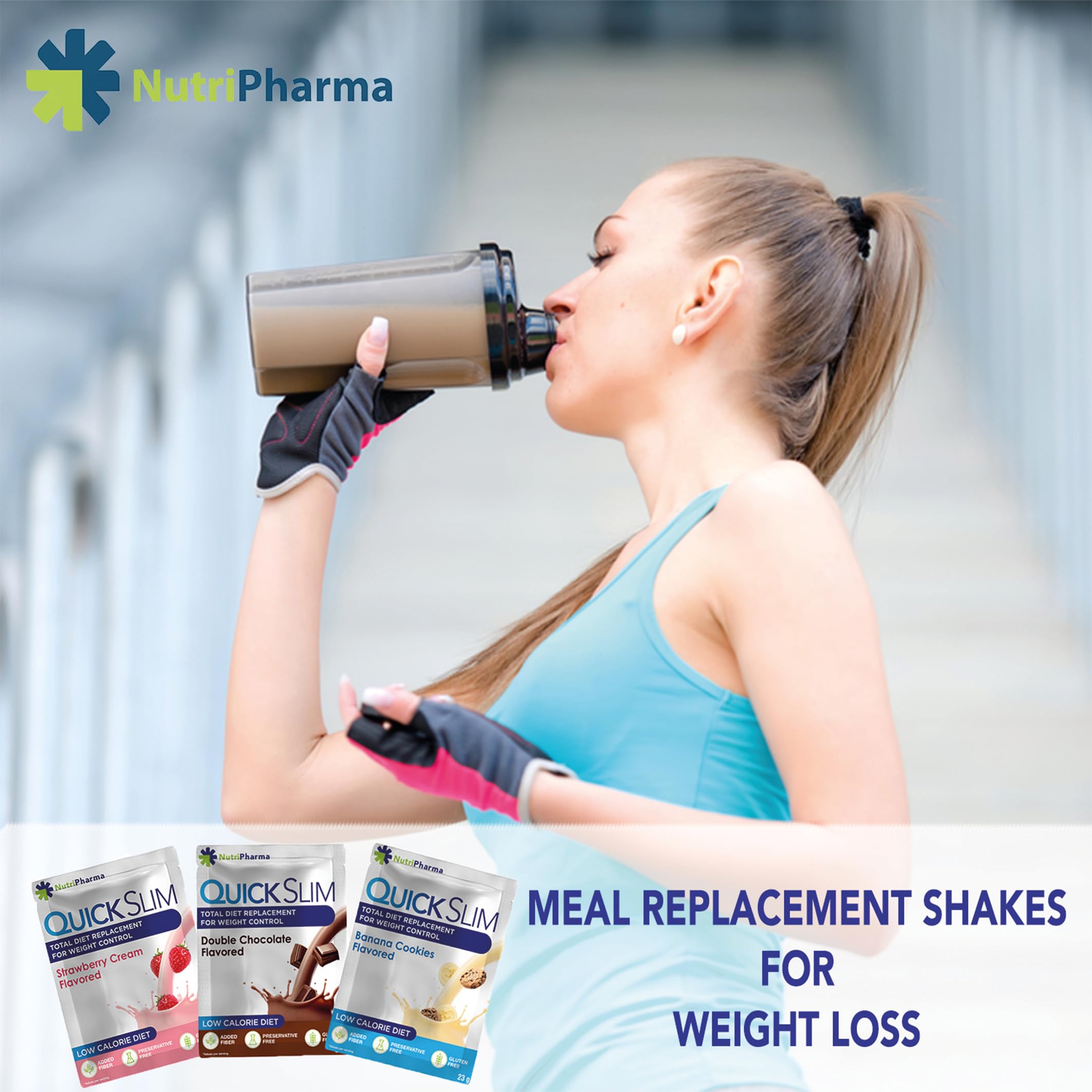 Nutripharma Quick Slim porción con 20 g de proteína por toma.