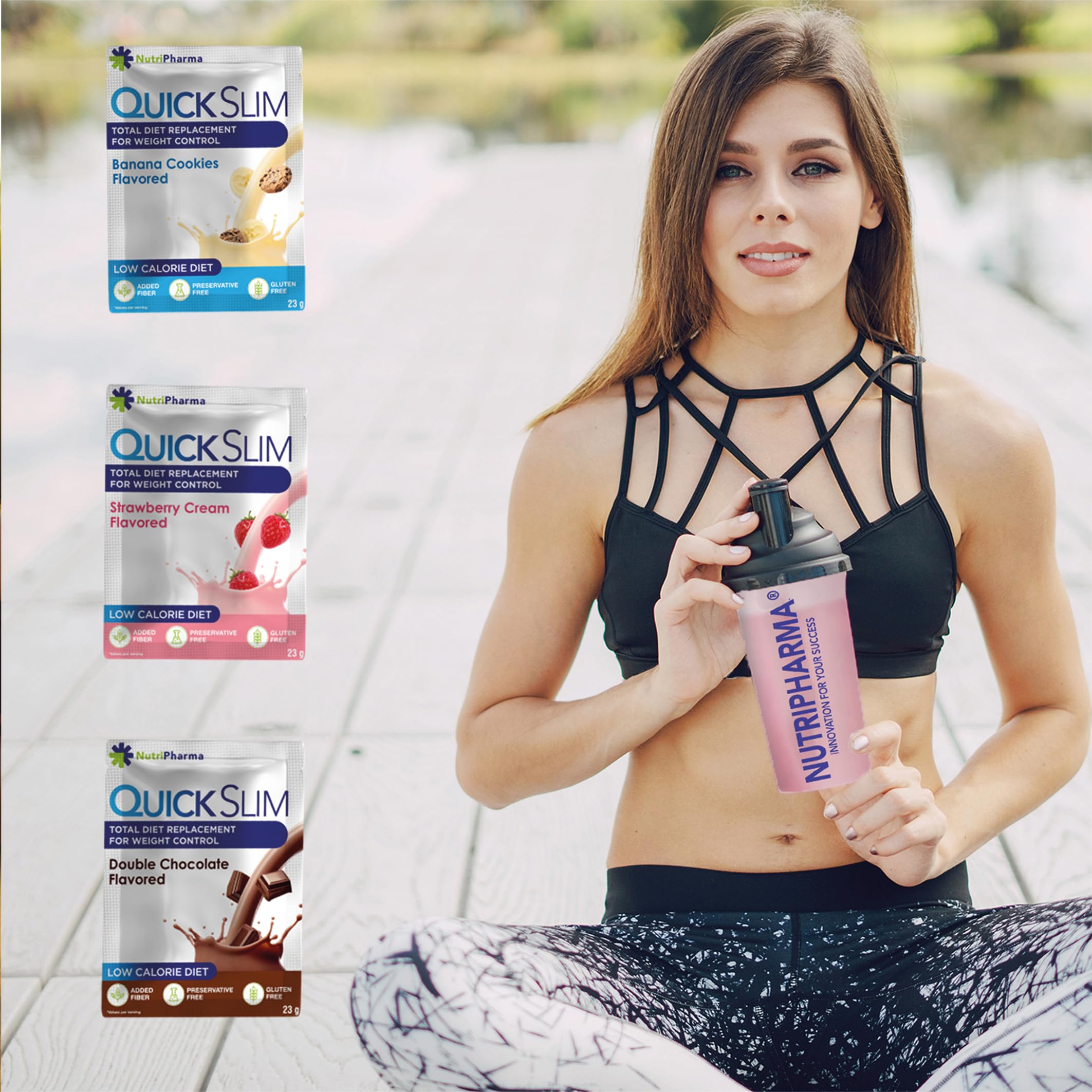 Nutripharma Quick Slim caja de 30 sobres para viajes u oficina.