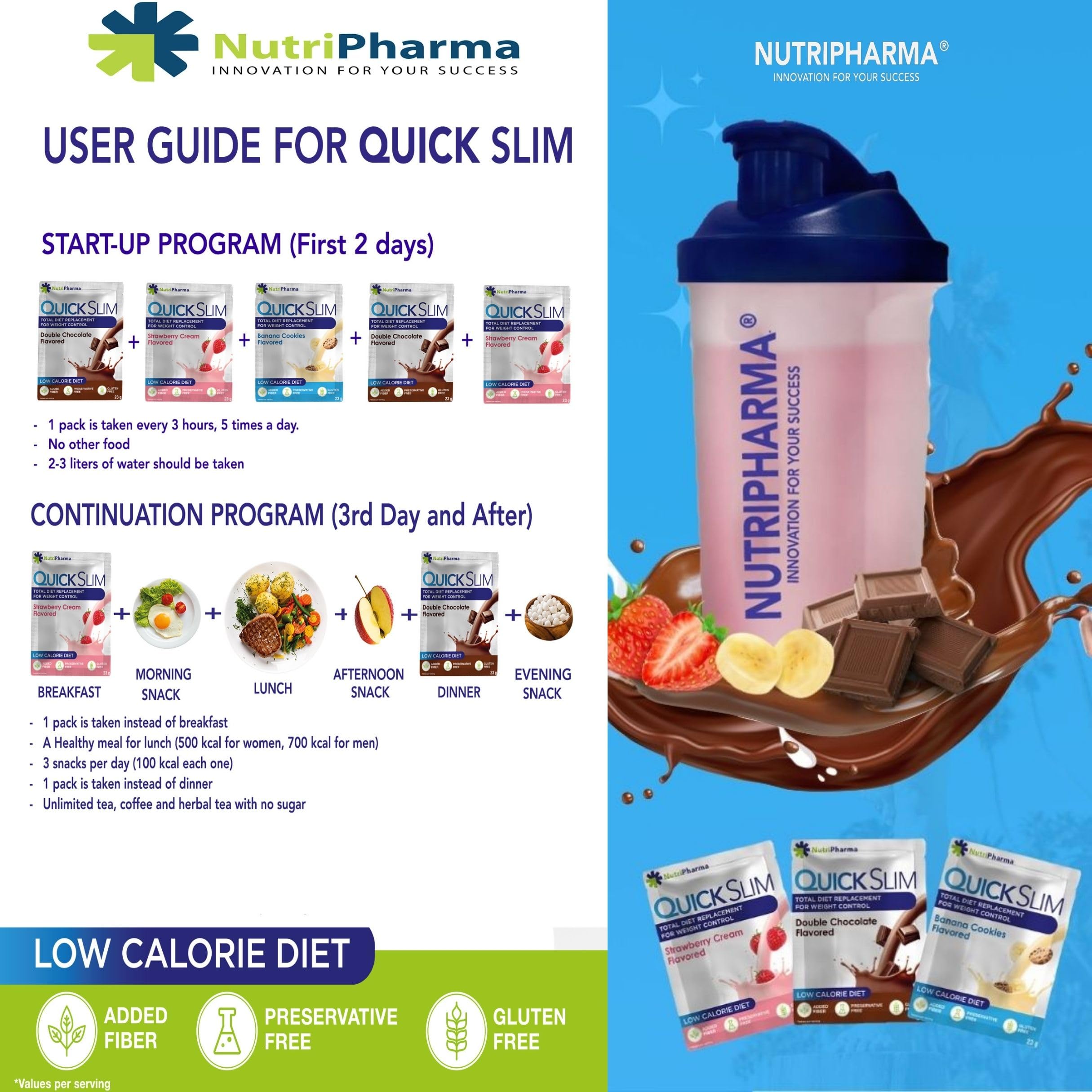 Nutripharma Quick Slim sabor Fresa Crema para empezar el día.