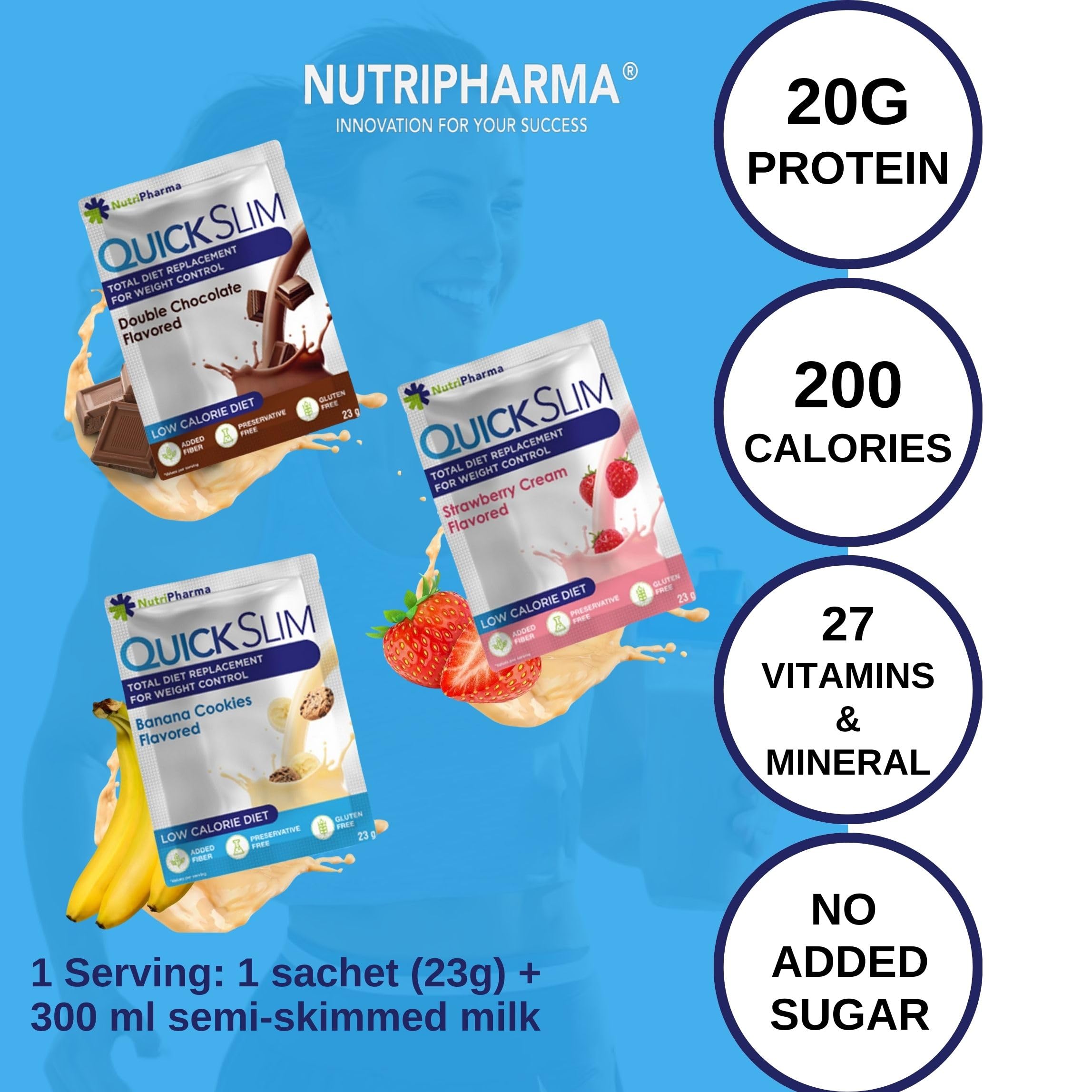 Nutripharma Quick Slim mezcla en vaso lista para consumir.