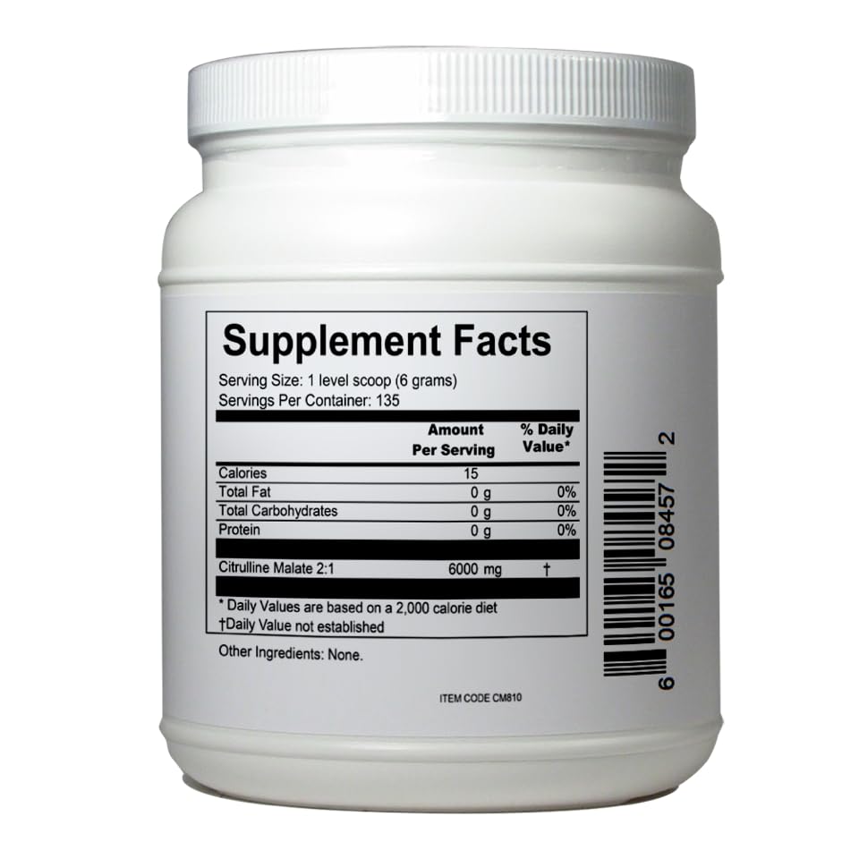 NutriStand Citrulina Malato polvo blanco, mezcla fácil para resistencia durante entrenos.