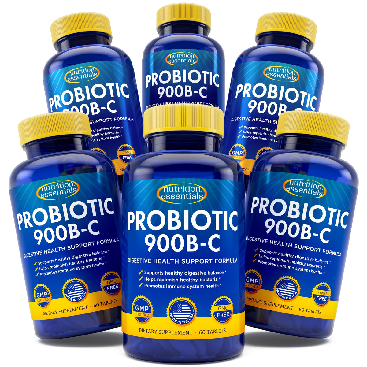 Nutrition Essentials Probióticos: botella, potencia sostenida para la salud digestiva.