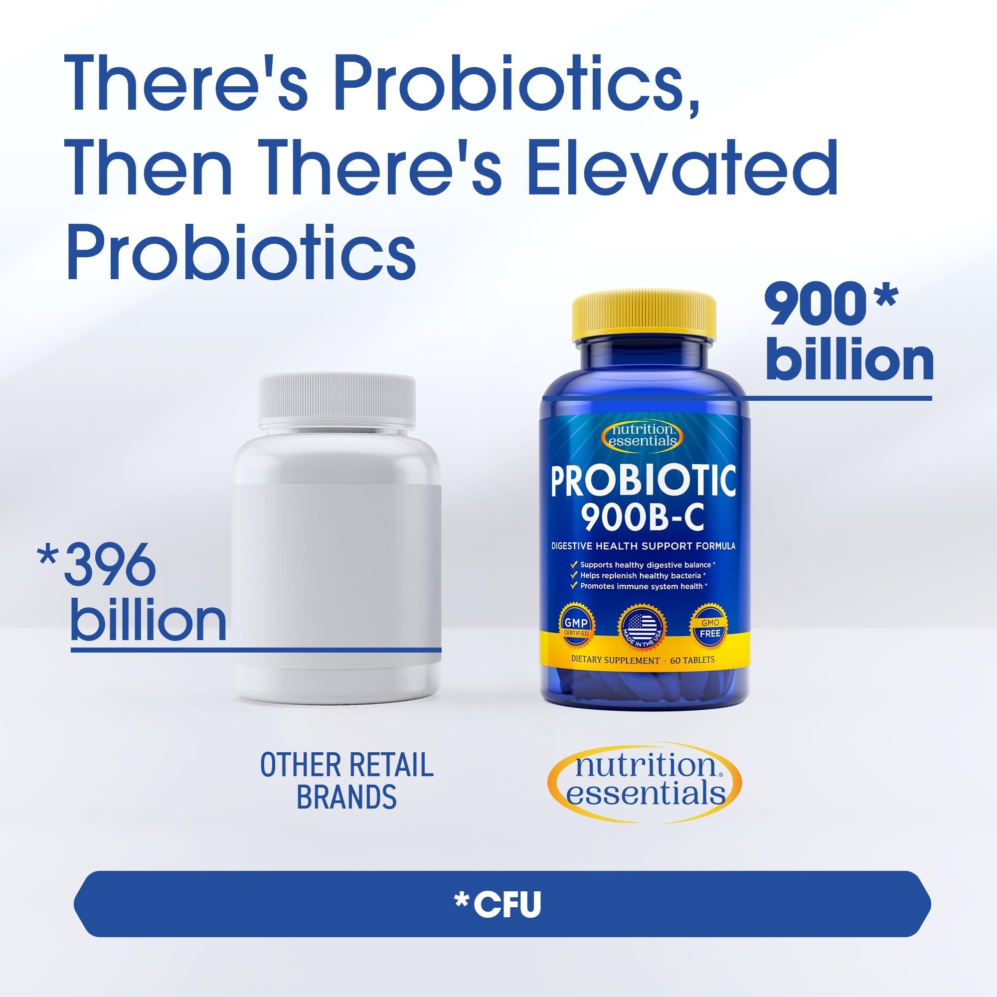 Nutrition Essentials Probióticos: envase de EE. UU. que protege de calor y luz.
