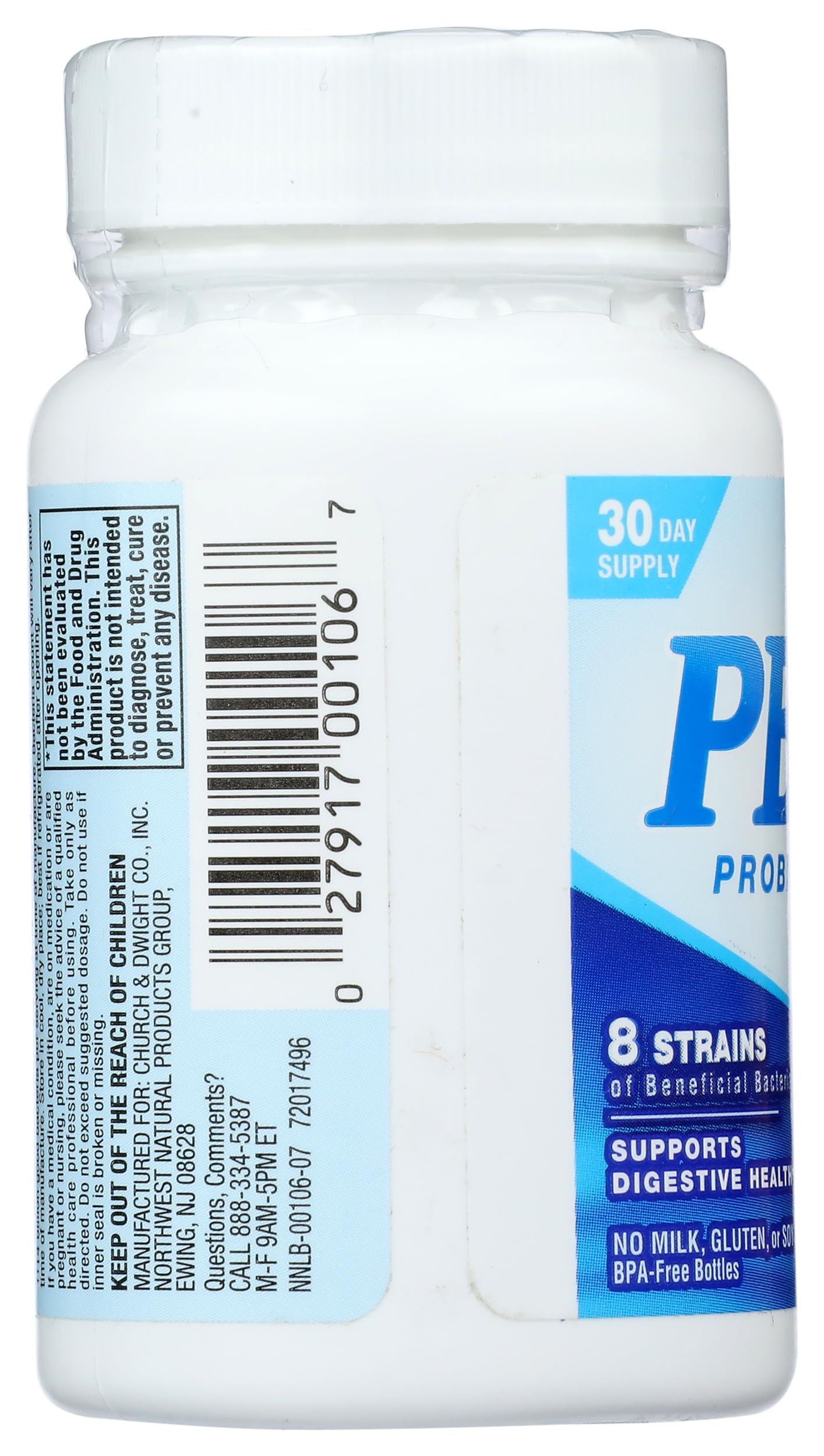 PB8 Acidophilus, envase de 60 cápsulas para uso diario.
