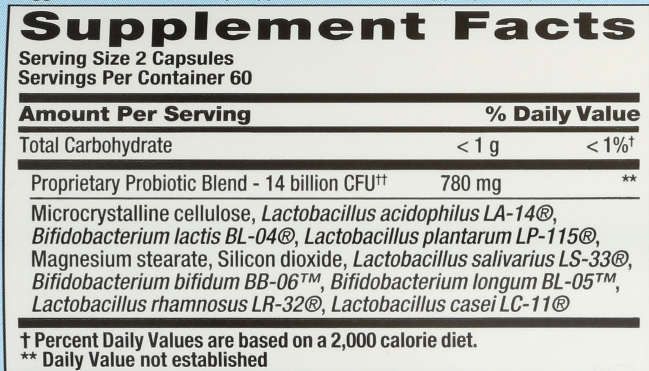 Nutrition Now Pb 8: etiqueta que resalta las 8 cepas probióticas