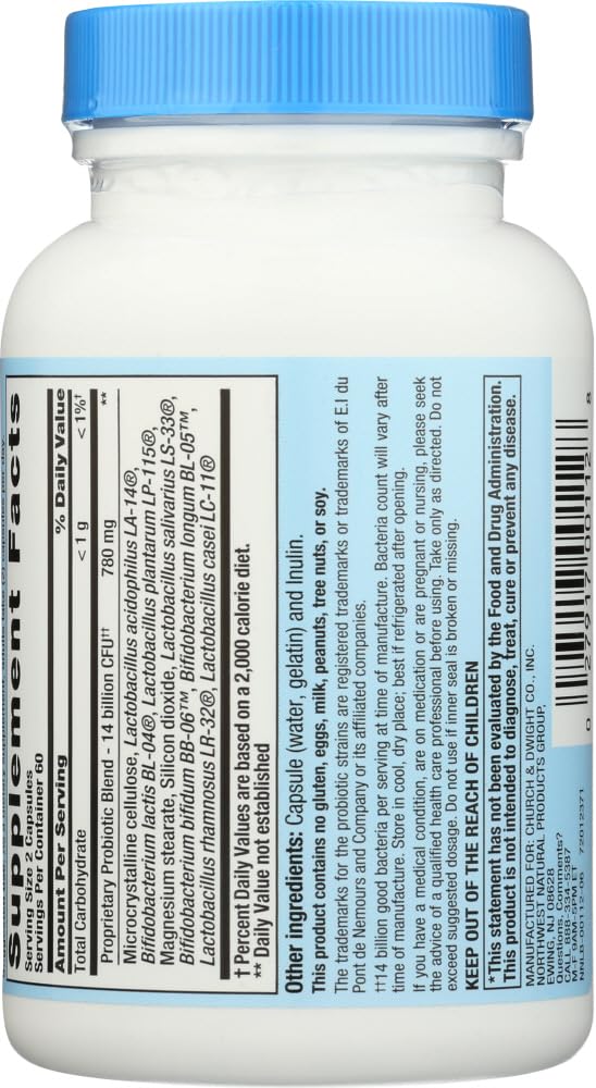 Nutrition Now PB8 Probiotico Acidophilus 120 cápsulas - paquete doble, ahorro para la familia.