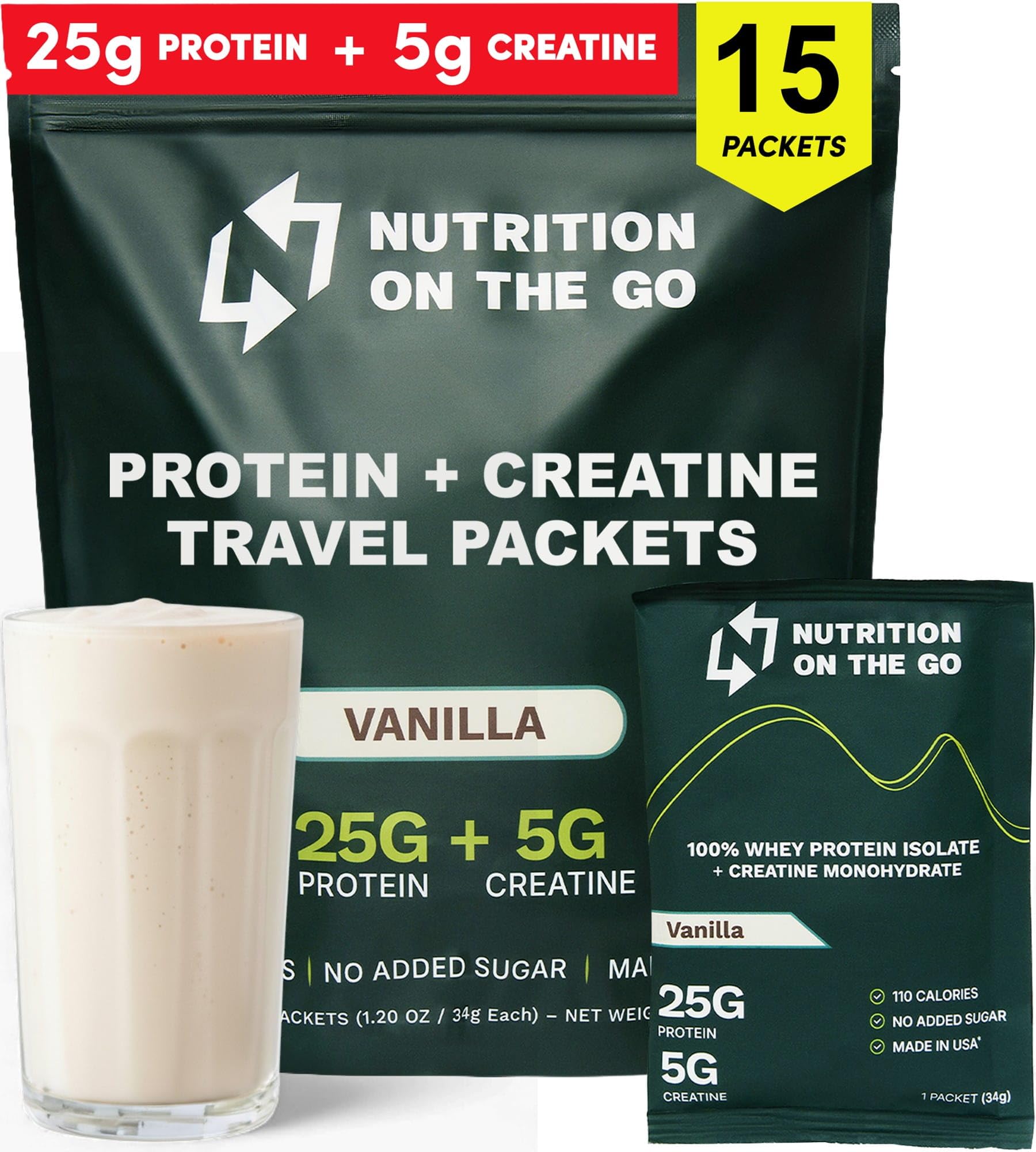 Nutrition On The Go: paquete de proteína de suero aislada sabor vainilla para viaje