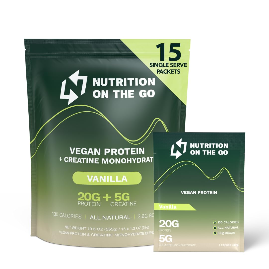 Nutrition On The Go: sobre proteina vainilla, ideal para entrenamientos y viajes.