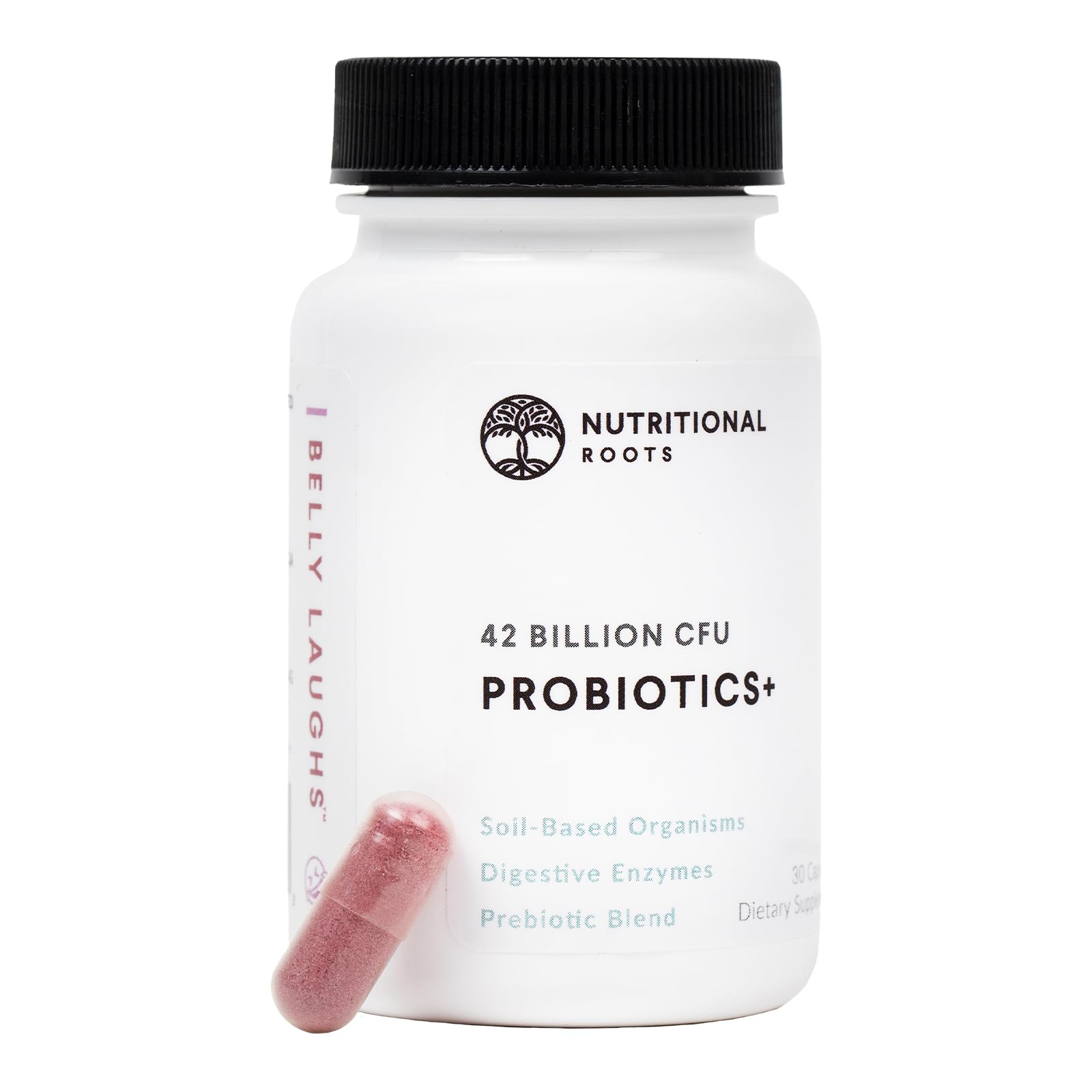 Nutritional Roots cápsulas de probióticos para apoyo digestivo posible y cómodo.