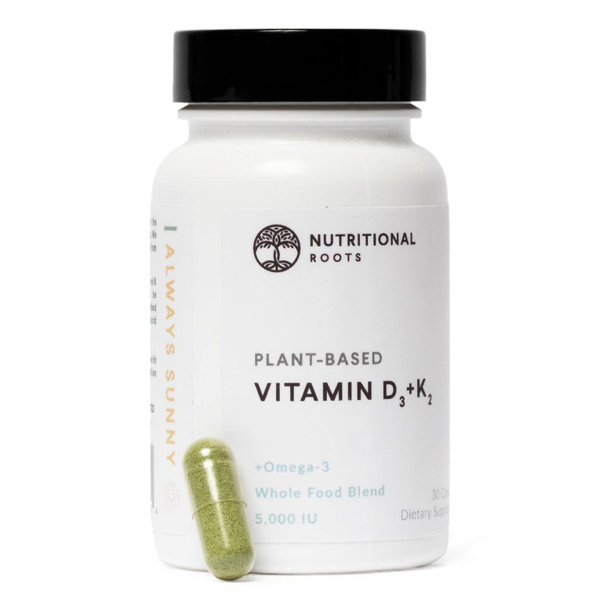 Nutritional Roots Vitamina D3 y K2 5000 UI en botella para uso diario