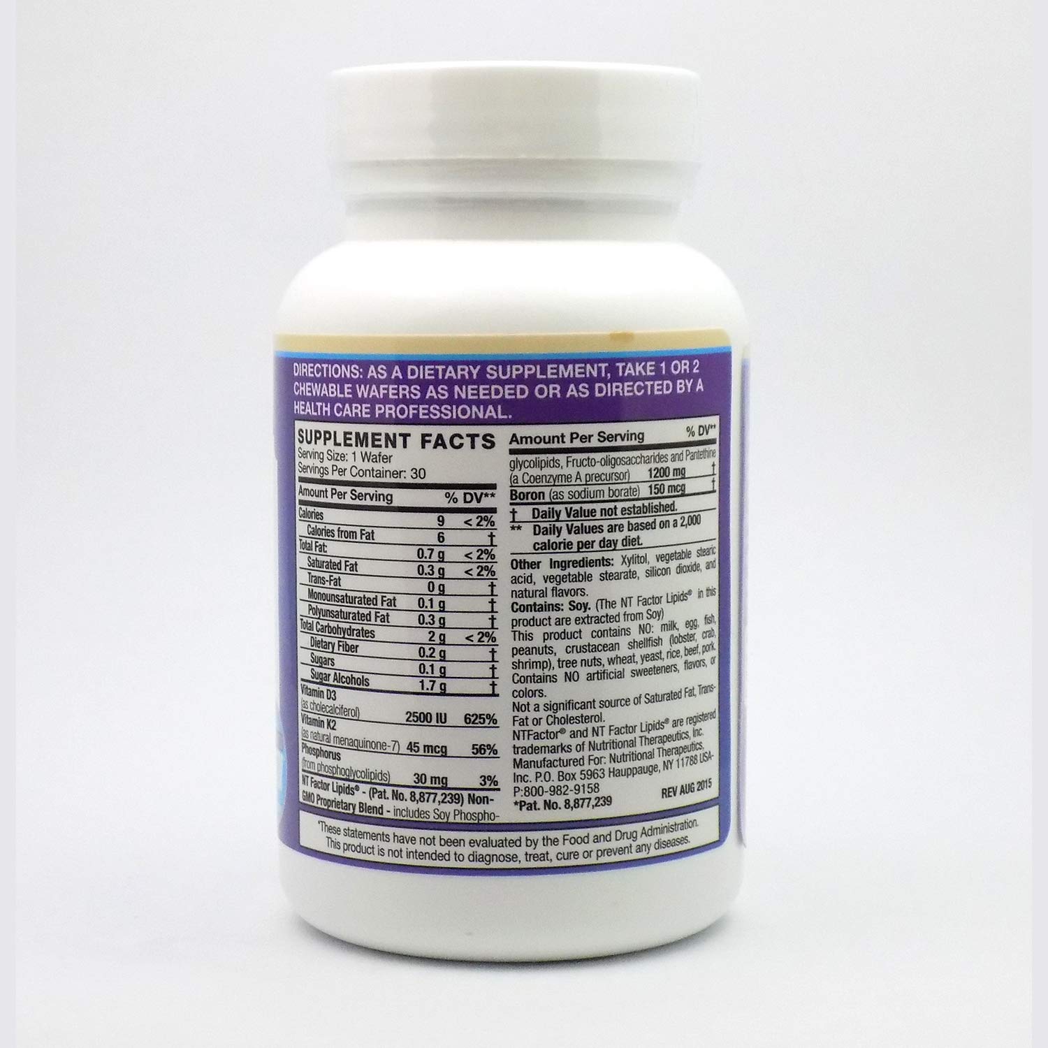 Nutritional Therapeutics D3/K2 con NT Factor, etiqueta, apoya salud ósea