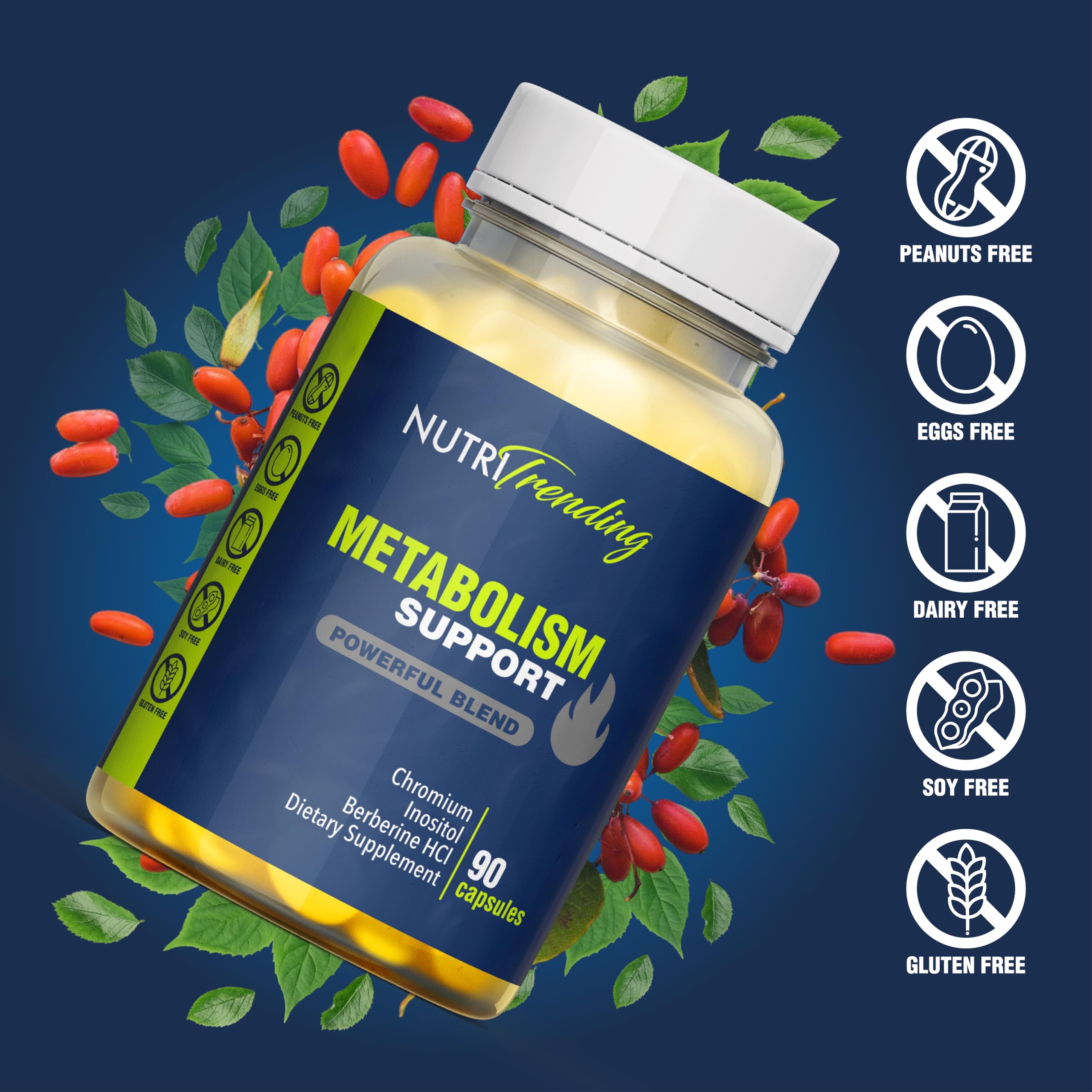 NutriTrending Metabolismo soporte etiqueta frontal, información clara de la fórmula