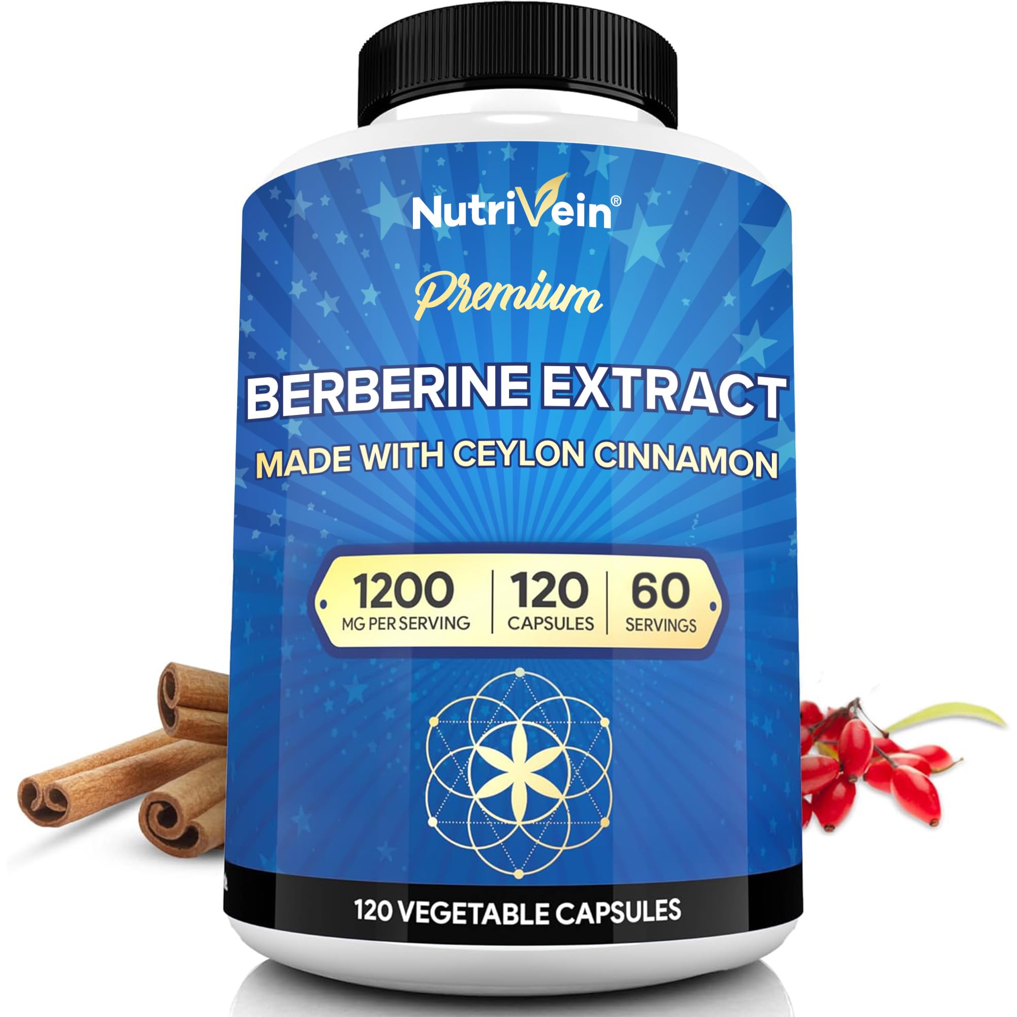 Nutrivein Berberina 1200 mg en botella para digestión diaria.