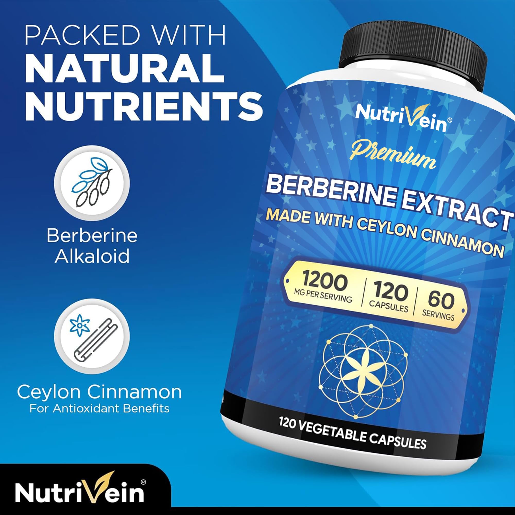 Nutrivein Berberina para apoyo digestivo y microbioma saludable.