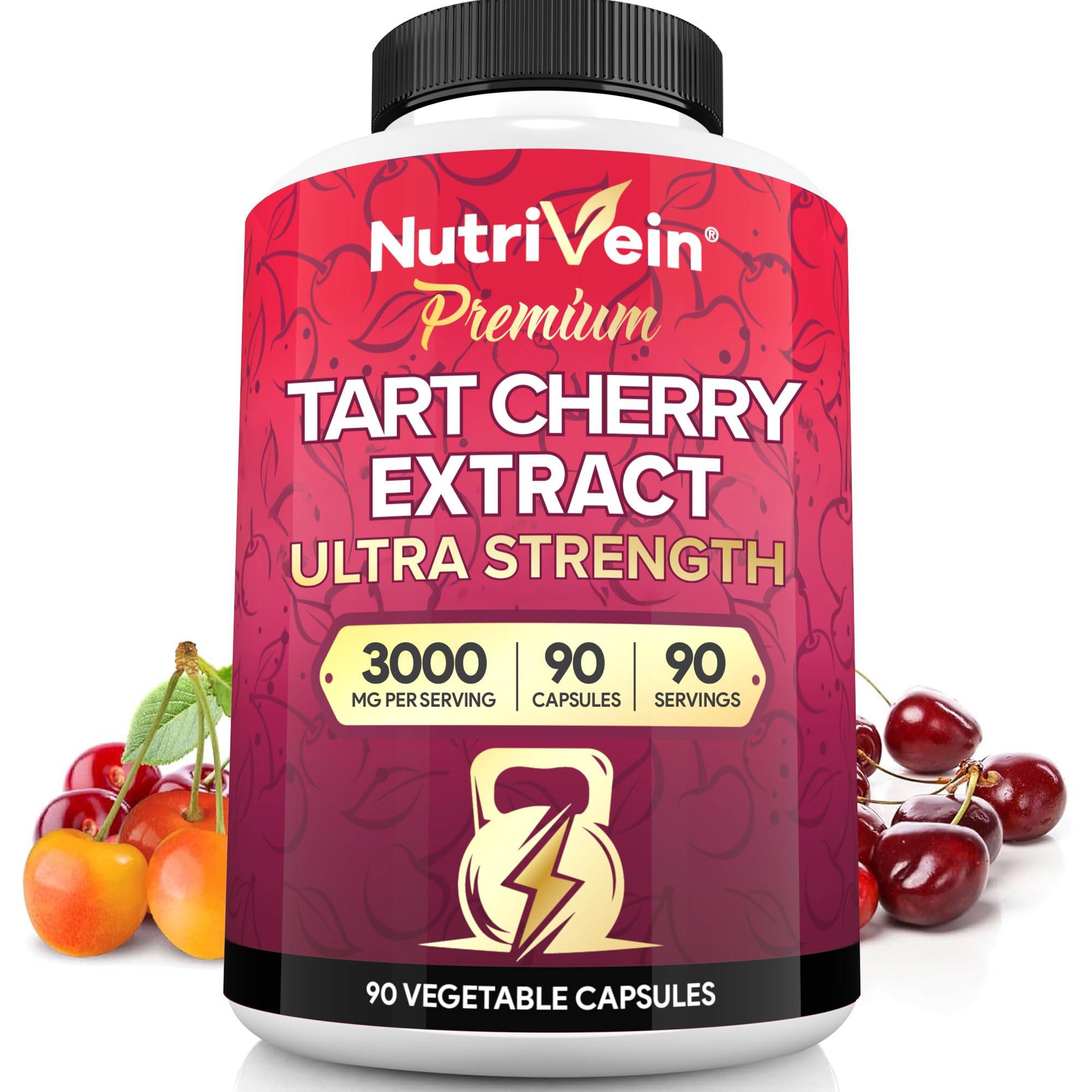 Nutrivein: cápsulas de cereza agria en frasco para recuperación posentrenamiento
