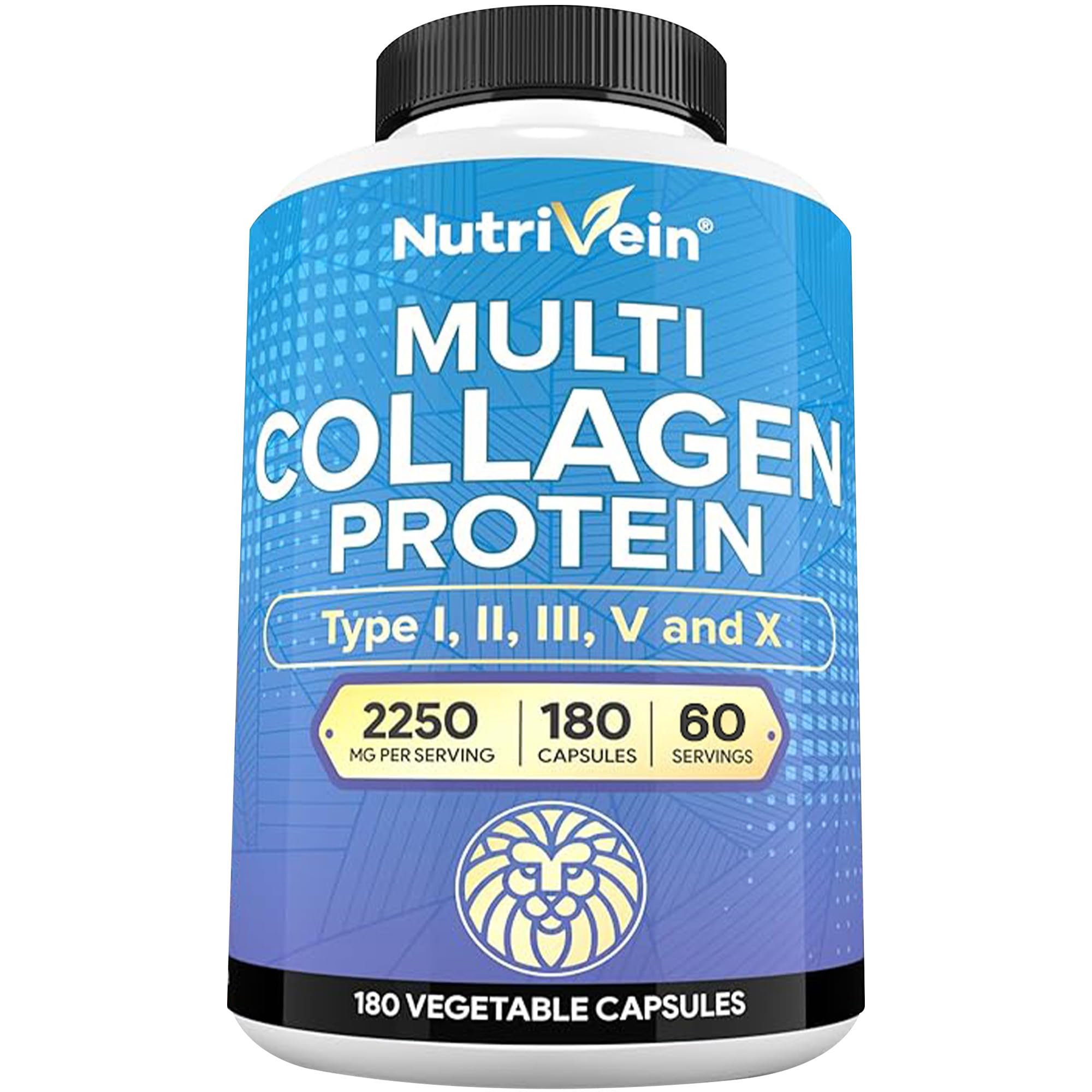Nutrivein Colágeno Múltiple de Alta Gama: cápsulas en el bote para apoyo diario a articulaciones.