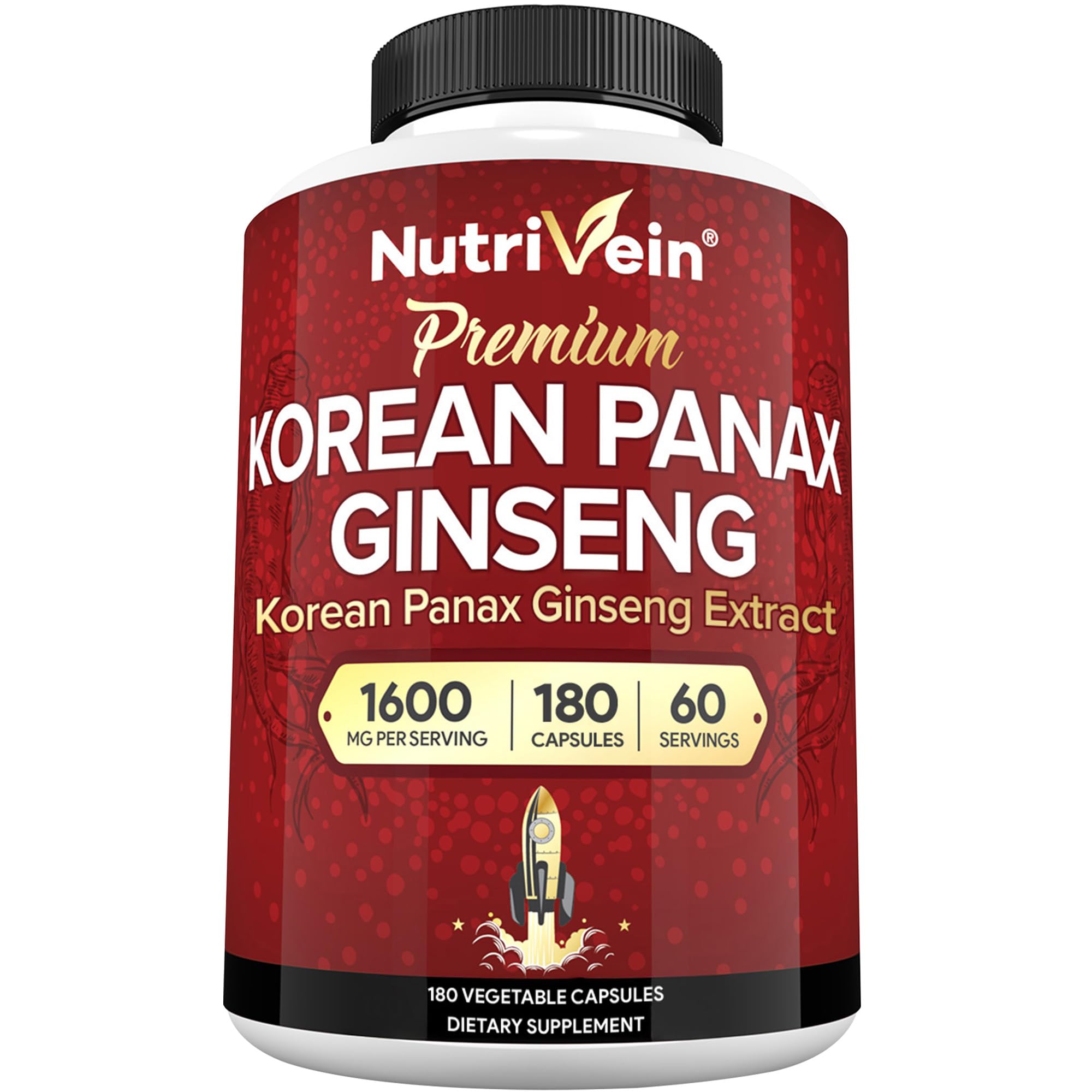 Nutrivein ginseng rojo coreano, botella visible, energía natural