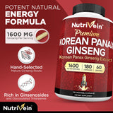 Nutrivein ginseng rojo coreano, uso diario para vitalidad y bienestar