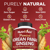 Nutrivein ginseng rojo coreano, vista frontal de la botella y etiqueta