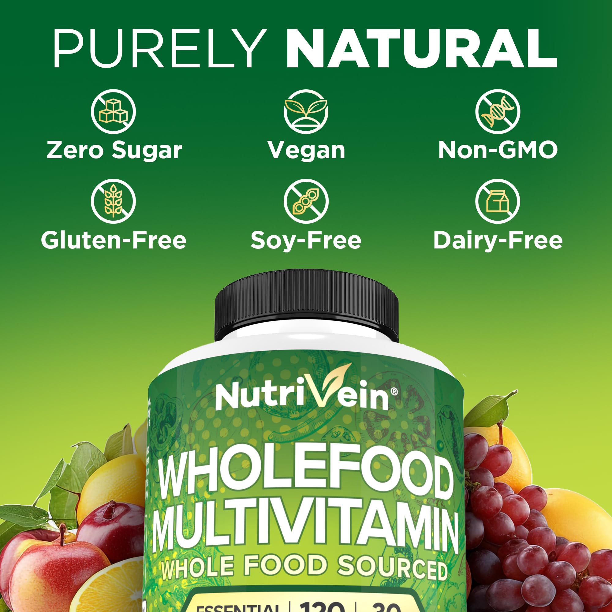 Nutrivein multivitamínico, cápsulas veganas para uso diario.
