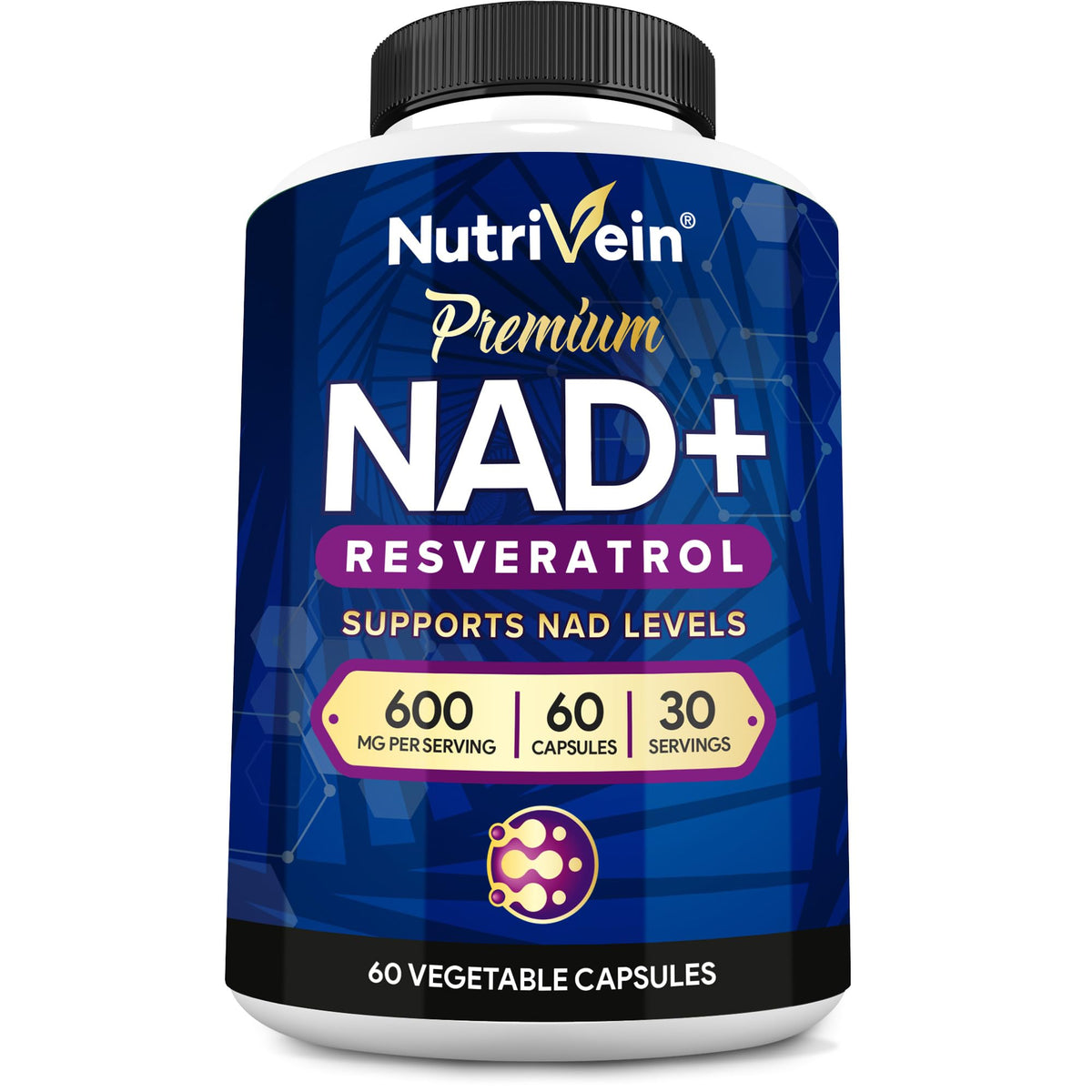 Nutrivein NAD+ Resveratrol en botella, posible apoyo a la vitalidad diaria