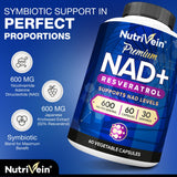 Etiqueta clara de Nutrivein NAD+ Resveratrol para recordar la toma diaria