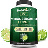 Nutrivein Citrus Bergamot 1400mg: botella de suplemento, apoyo potencial para bienestar cardiovascular.
