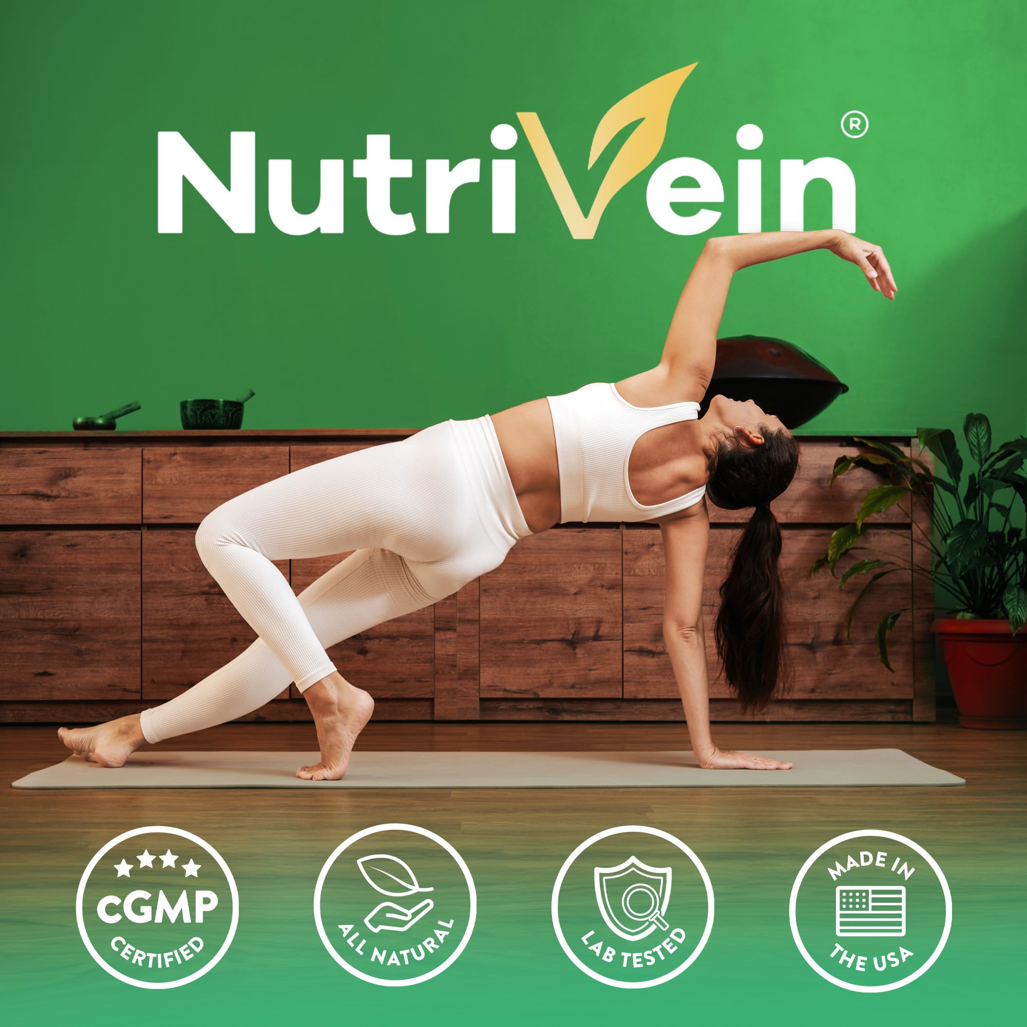 Nutrivein Citrus Bergamot: frasco abierto mostrando cápsulas, uso diario con comida.