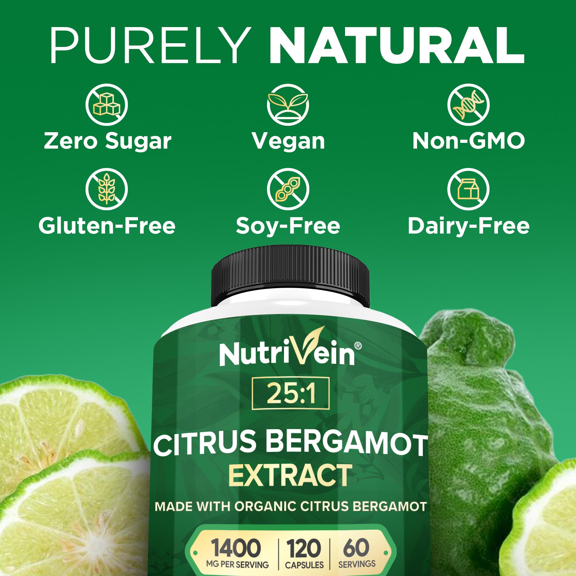 Nutrivein Citrus Bergamot: fruta bergamota italiana, origen natural y sabor cítrico.