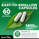 Nutrivein Citrus Bergamot: cápsulas sobre fondo claro, sensación de claridad diaria.