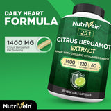 Nutrivein Citrus Bergamot 1400mg: embalaje frontal que destaca extracción 25:1.