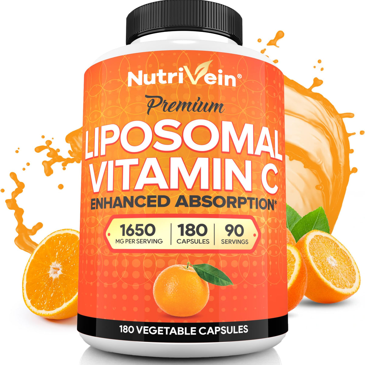 Nutrivein Vitamina C liposomal en bote de 180 cápsulas para defensa diaria.