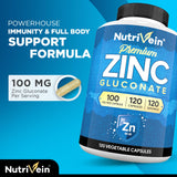 Nutrivein Zinc Gluconato 100 mg, cápsulas para dosis diaria
