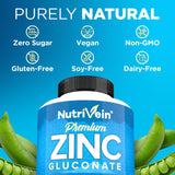 Frasco Nutrivein Zinc Gluconato 100 mg, etiqueta vegana