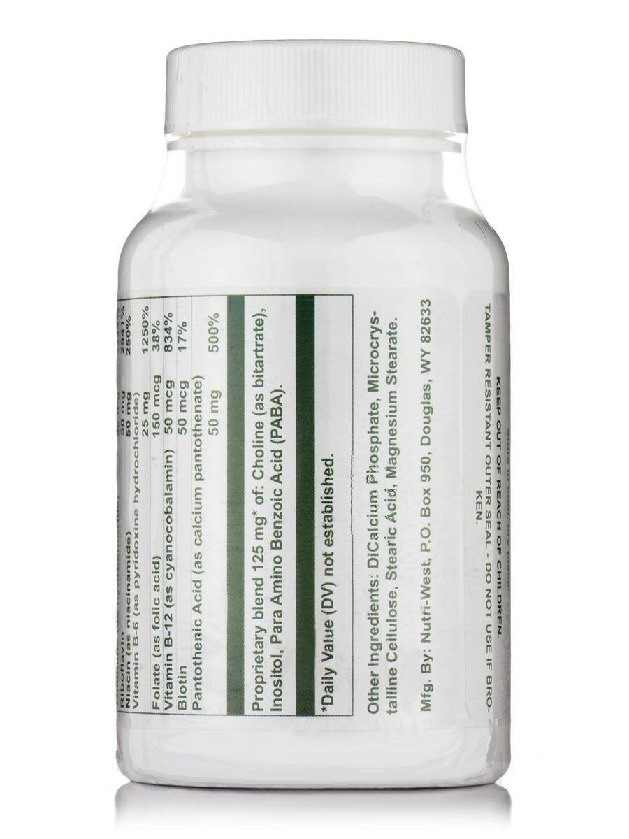 NutriWest B-Complex: botella, suplemento para manejo del estrés y metabolismo