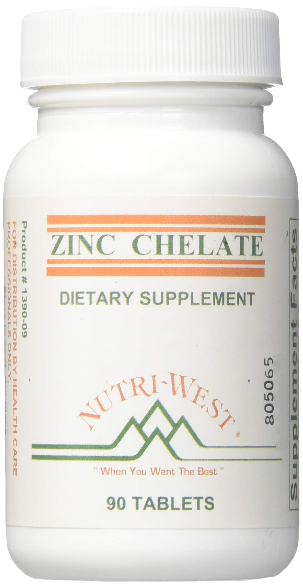 NutriWest Zinc Quelado 16 mg, 90 tabletas, botella para uso diario conveniente.