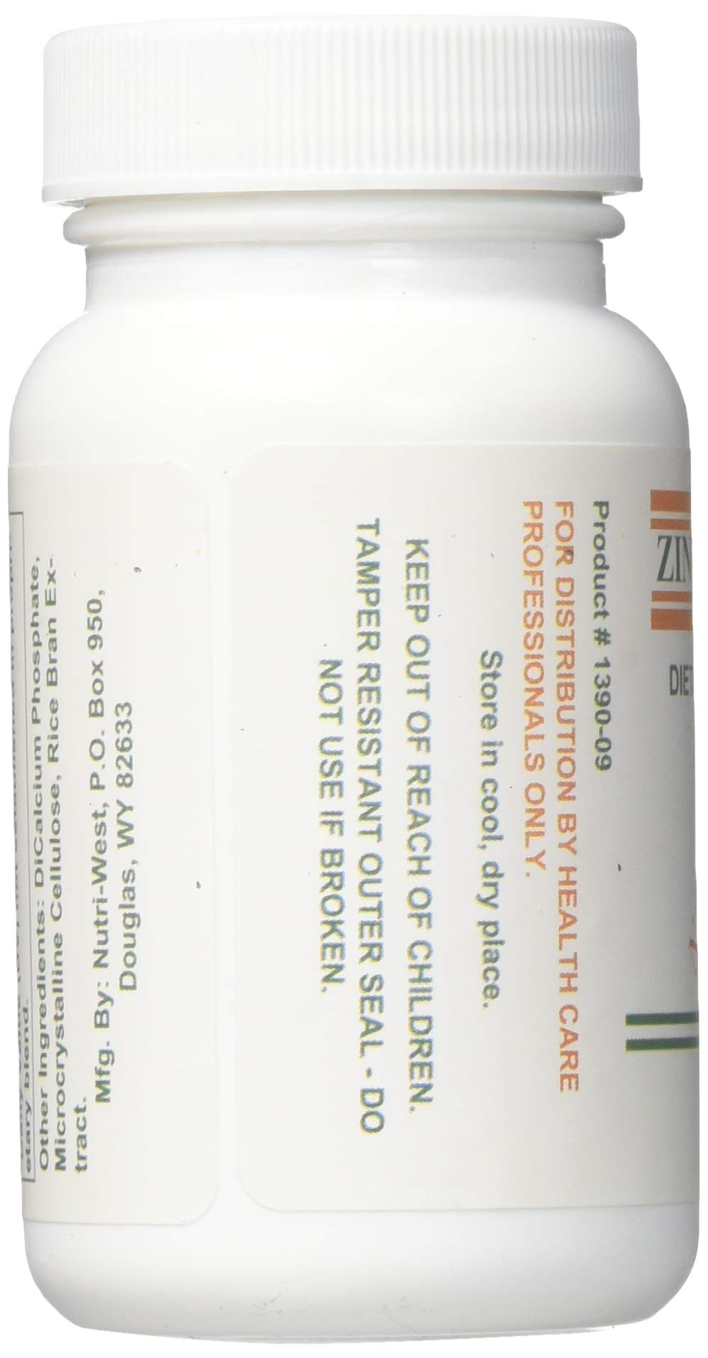NutriWest Zinc Quelado 16 mg, 90 tabletas, envase frente para revisión de etiqueta.