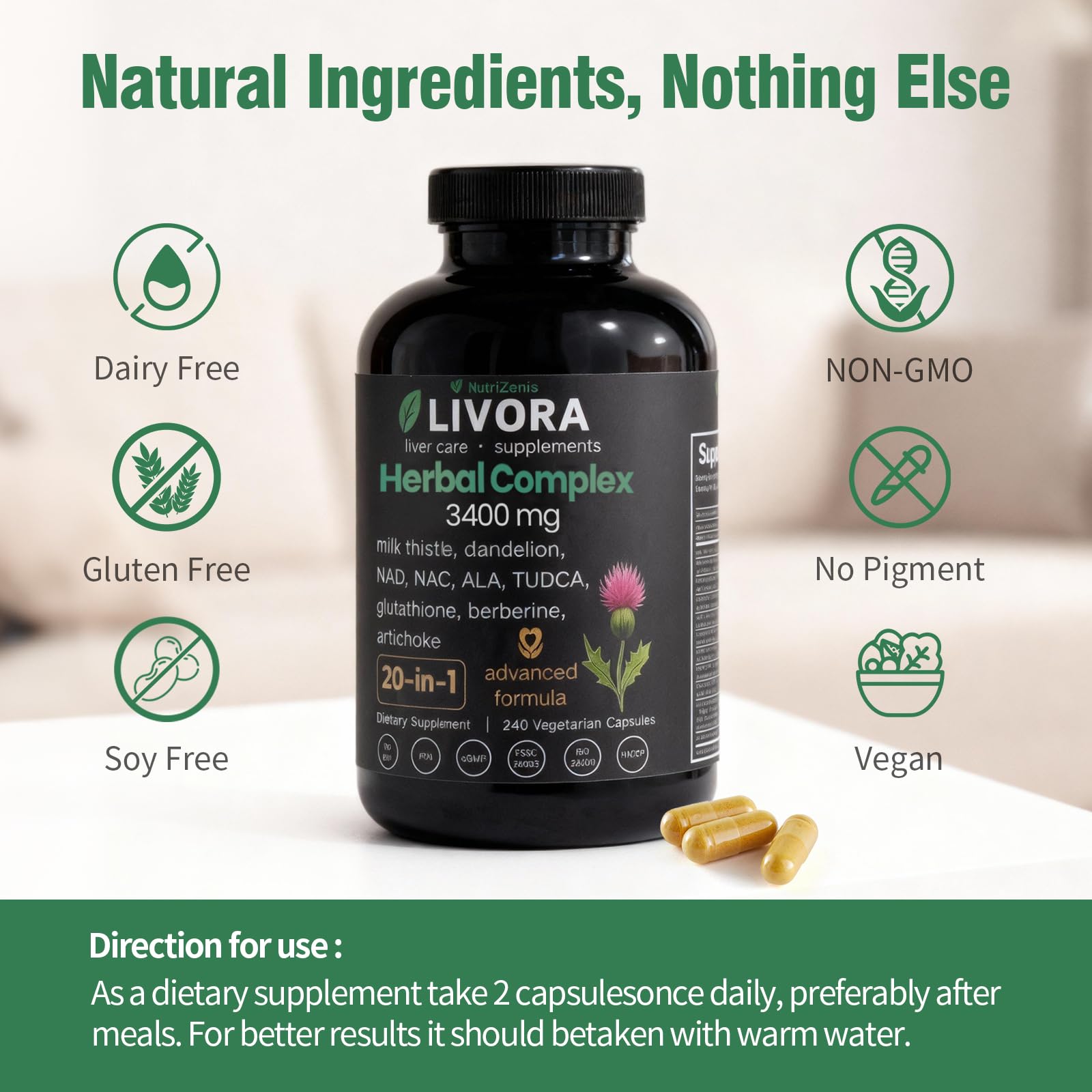NutriZenis LIVORA complejo 20-en-1 para apoyar una vida consciente.