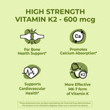 NutriZing K2 MK-7 botella frontal con etiqueta vegana.