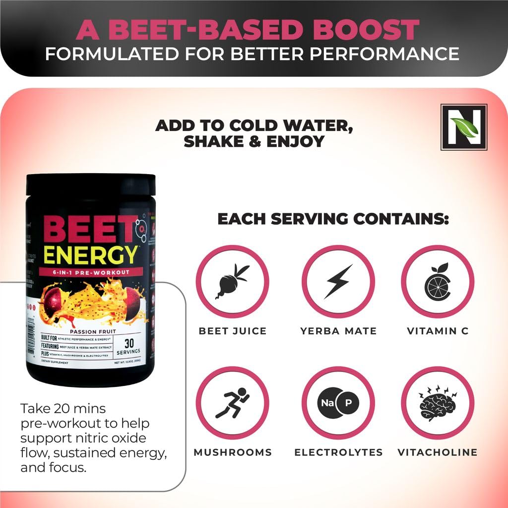 Nutrology Beet Energy O2 mezcla en vaso con textura suave