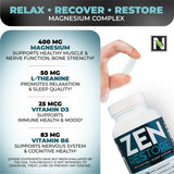Nutrology Zen Restore bote sobre mesa para consumo nocturno relajante